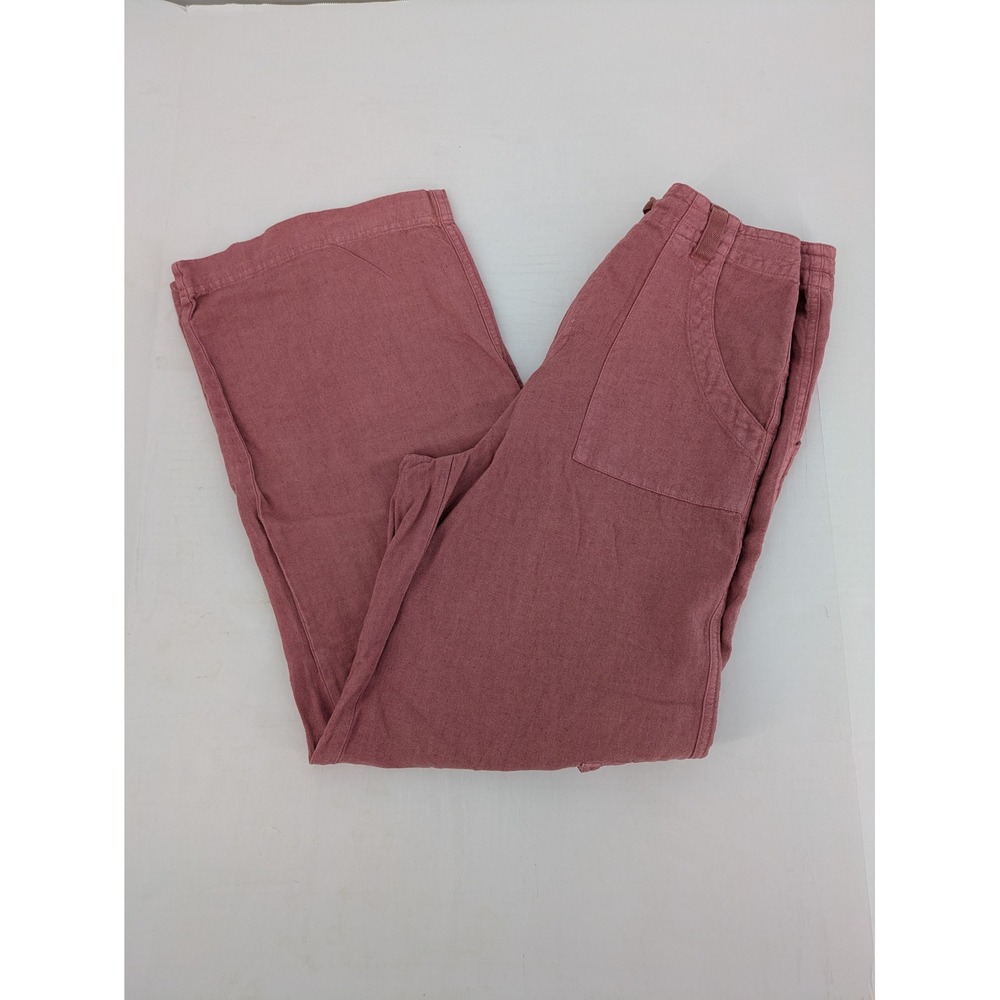 Sincerely Jules Cargo Pants Womens Small Pink Linen Blend Wide Leg Drawstring